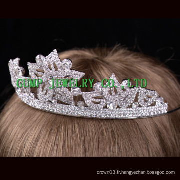 Flower Shaped strass tiara couronne en cristal d&#39;argent